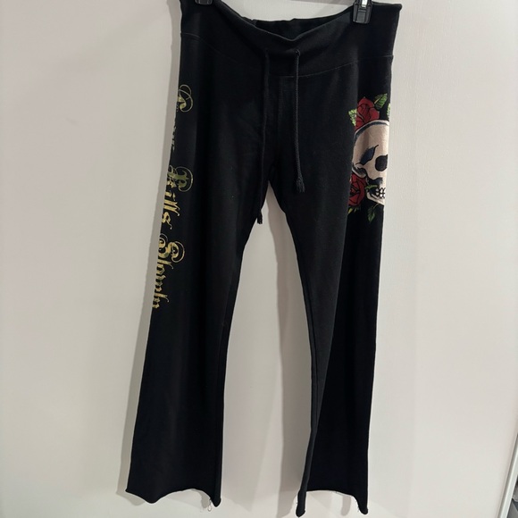 Don Ed Hardy Black Joggers with Floral Accents - Picture 2 of 7